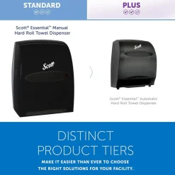 Essential Manual Hard Roll Towel Dispenser, Black, for Purple Core Scott Roll Towels, 12.63