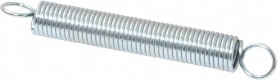 Extension Spring: 0.375" OD, 9.53 lb Max Load, 4.65" Extended Length, 0.0475" Wire Dia, Cross-Over