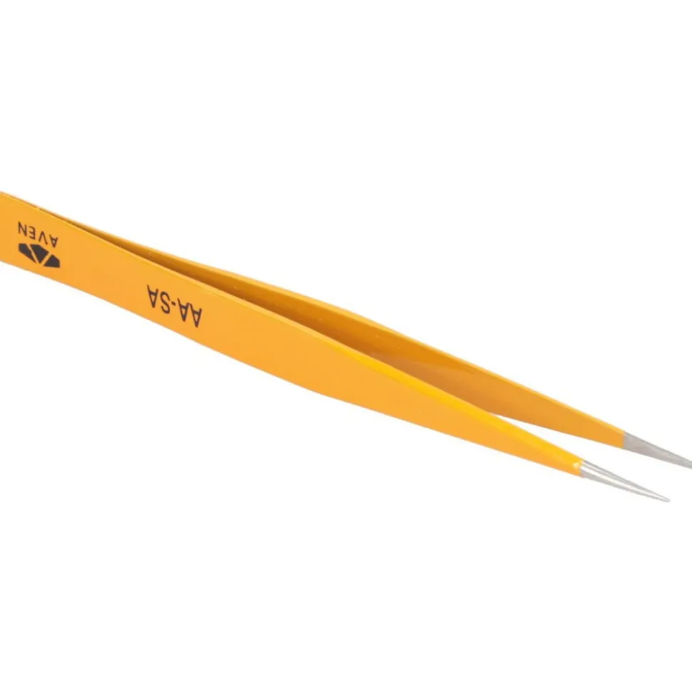 5" E-Z Pik Tweezers: Style AA, Yellow, Strong, Pointed Tips