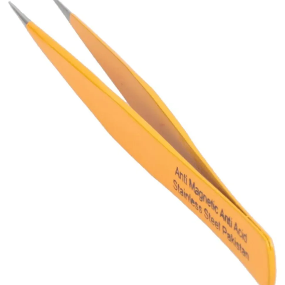 5" E-Z Pik Tweezers: Style AA, Yellow, Strong, Pointed Tips