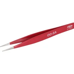4.5" E-Z Pik Tweezers: Style OO, Red, Strong, Pointed Tips