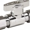 Female Compression 3/8 Inlet, 125 Max psi, Chrome Finish, Brass Water Supply Stop Valve