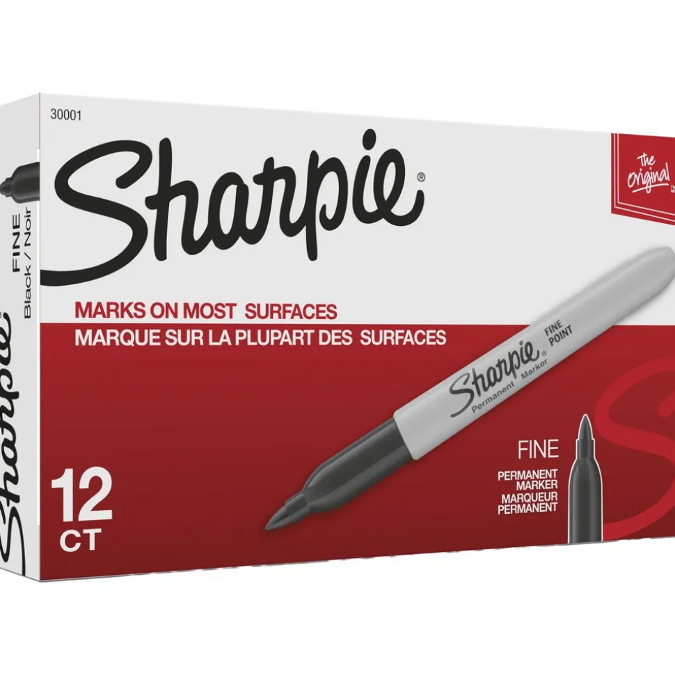 Fine Point Permanent: Jet Black, Solvent-Based, Point Tip