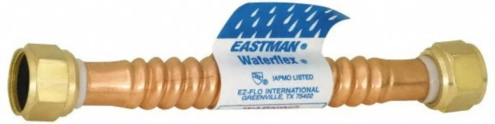 3/4" FIP Inlet, 3/4" FIP Outlet, Corrugated Copper Water Heater Supply Line