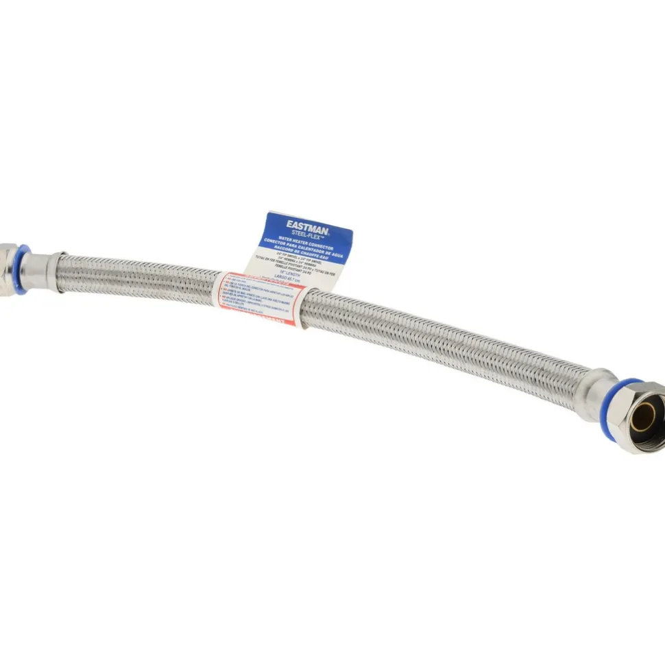 3/4" FIP Inlet, 3/4" FIP Outlet, Stainless Steel Water Heater Supply Line