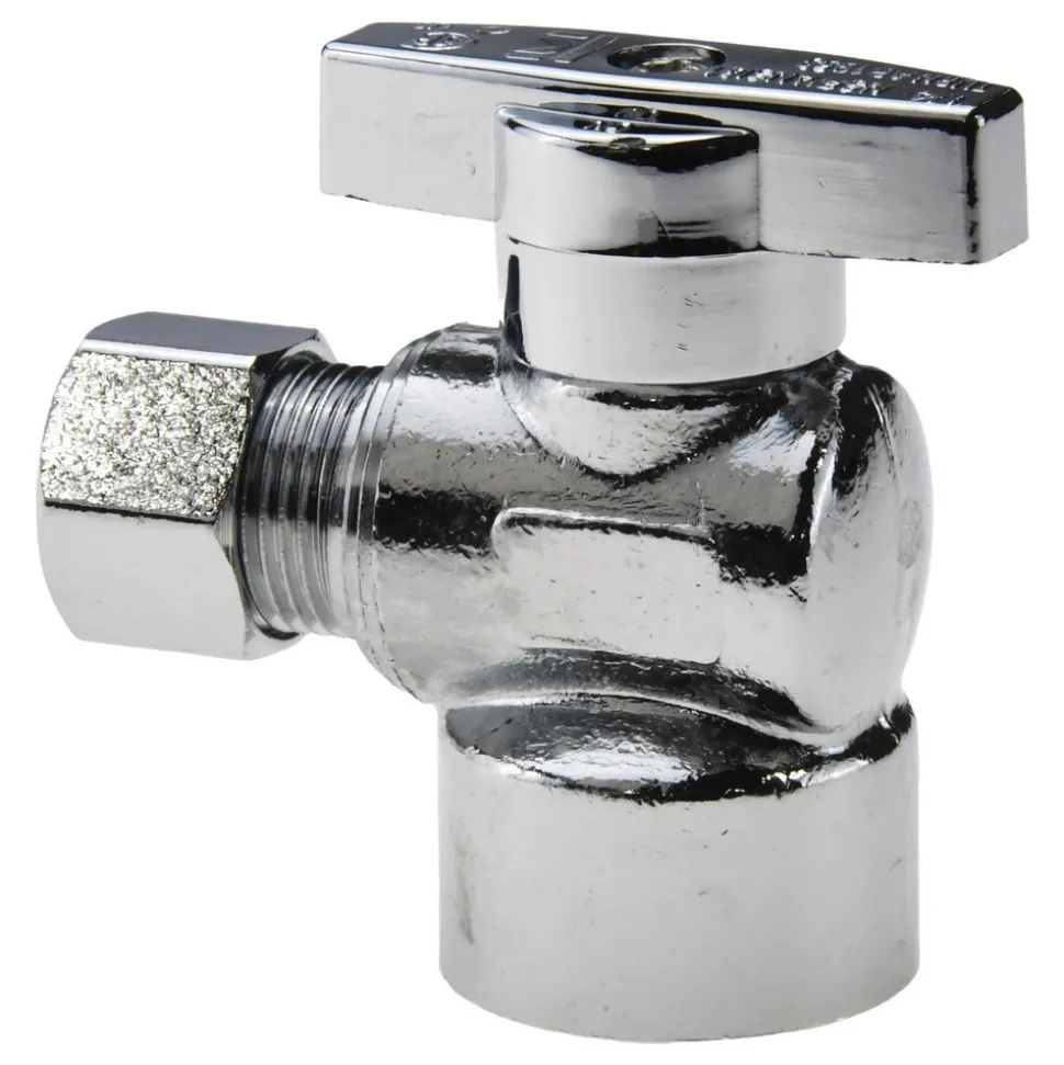 FIP 1/2 Inlet, 125 Max psi, Chrome Finish, Brass Water Supply Stop Valve