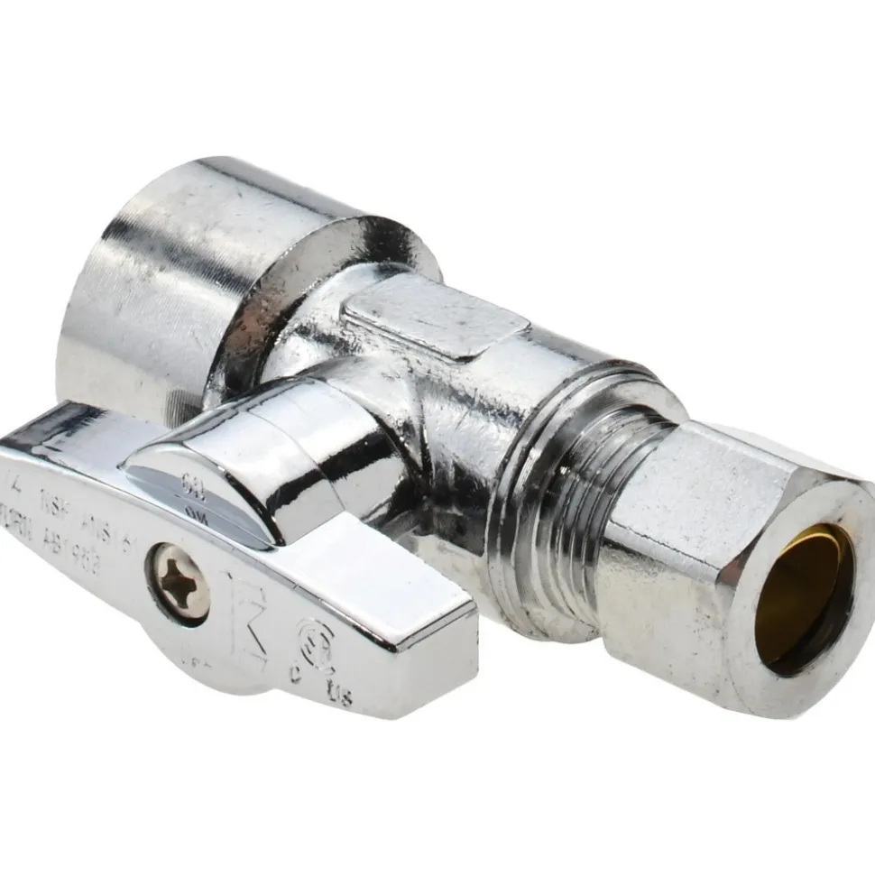 FIP 1/2 Inlet, 125 Max psi, Chrome Finish, Brass Water Supply Stop Valve