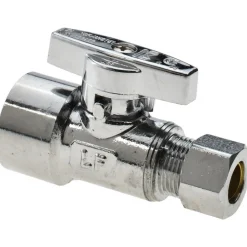 FIP 1/2 Inlet, 125 Max psi, Chrome Finish, Brass Water Supply Stop Valve