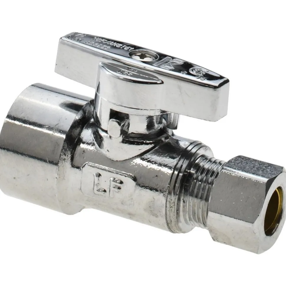 FIP 1/2 Inlet, 125 Max psi, Chrome Finish, Brass Water Supply Stop Valve