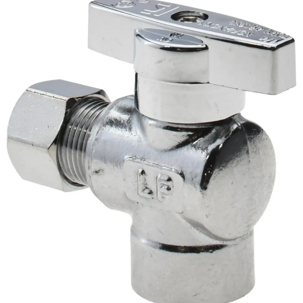 FIP 3/8 Inlet, 125 Max psi, Chrome Finish, Brass Water Supply Stop Valve