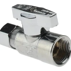 FIP 3/8 Inlet, 125 Max psi, Chrome Finish, Brass Water Supply Stop Valve