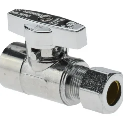 FIP 3/8 Inlet, 125 Max psi, Chrome Finish, Brass Water Supply Stop Valve