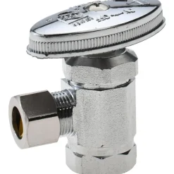 FIP 3/8 Inlet, 125 Max psi, Chrome Finish, Brass Water Supply Stop Valve