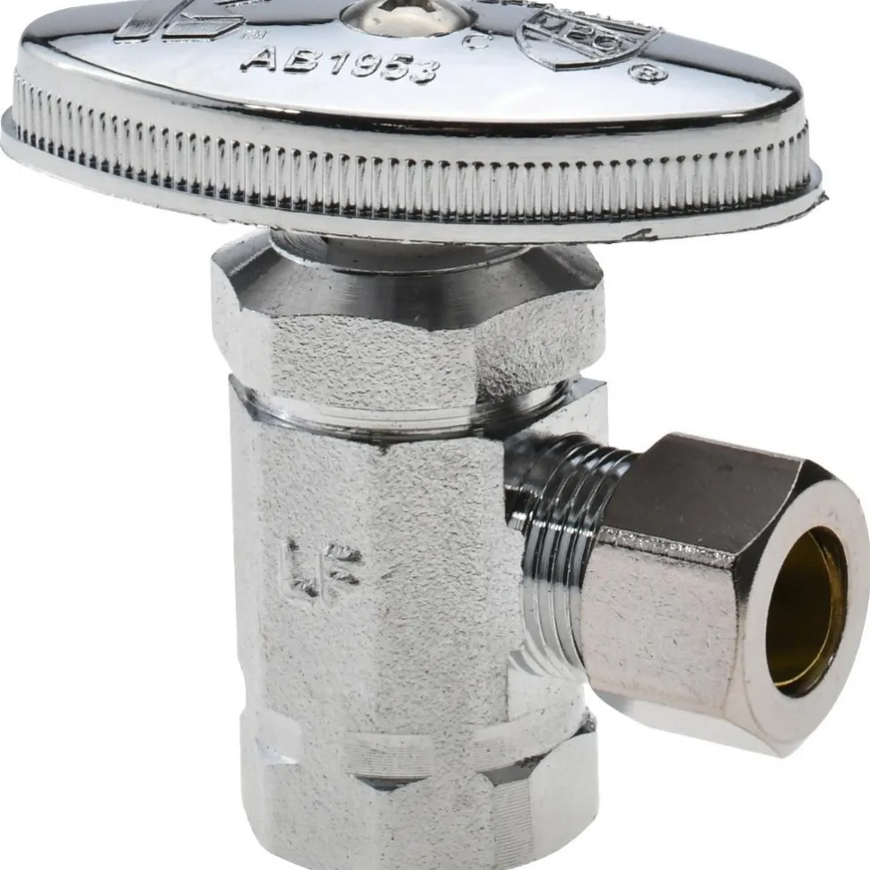 FIP 3/8 Inlet, 125 Max psi, Chrome Finish, Brass Water Supply Stop Valve