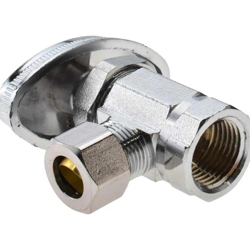 FIP 3/8 Inlet, 125 Max psi, Chrome Finish, Brass Water Supply Stop Valve