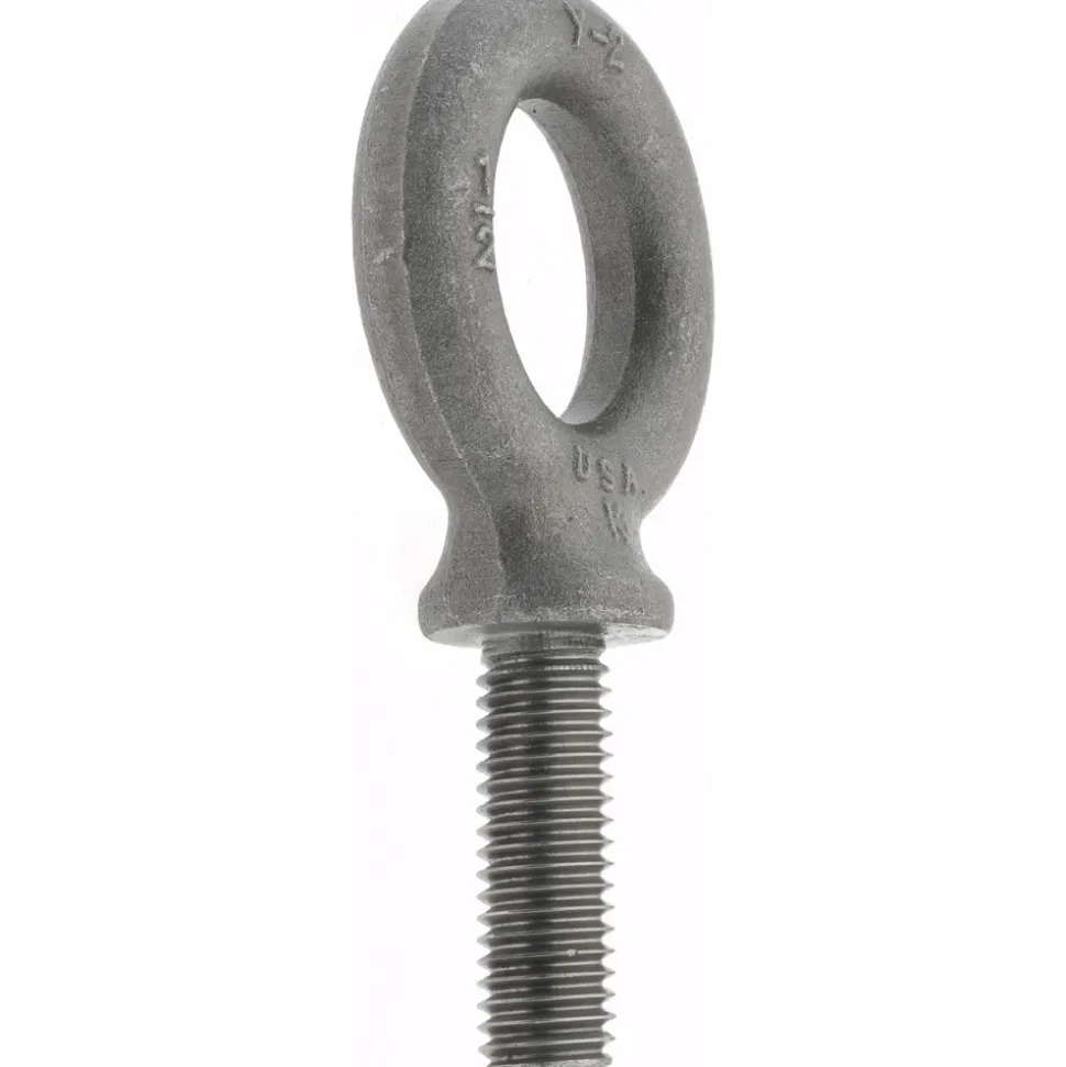 Fixed Lifting Eye Bolt: With Shoulder, 2,400 lb Capacity, 1/2-13 Thread, Grade 1030 Steel