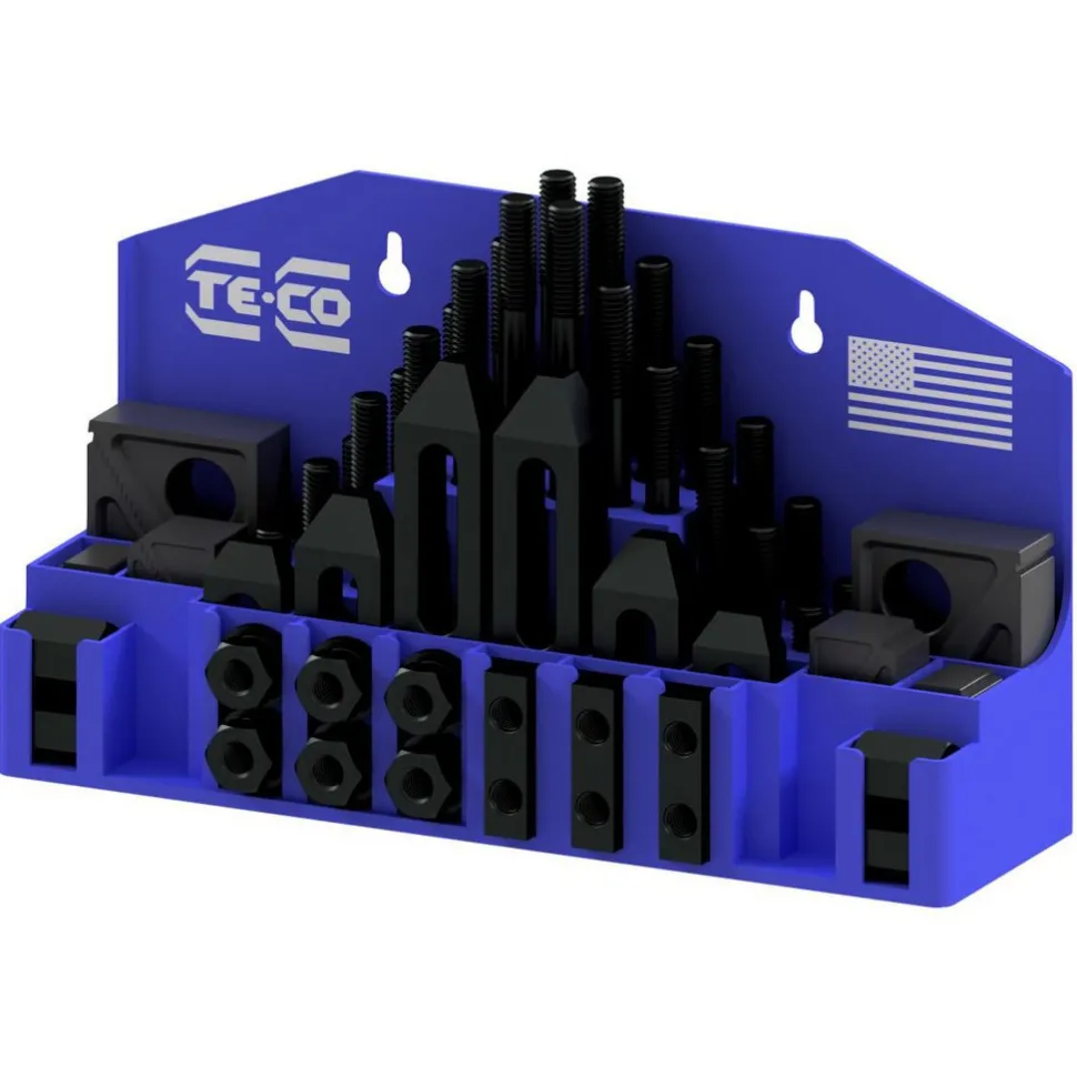 Fixture Clamp Step Block & Clamp Set: 52 Pc, 1/2-13 Stud Thread, 5/8" T-Slot, 1" Step Block Width