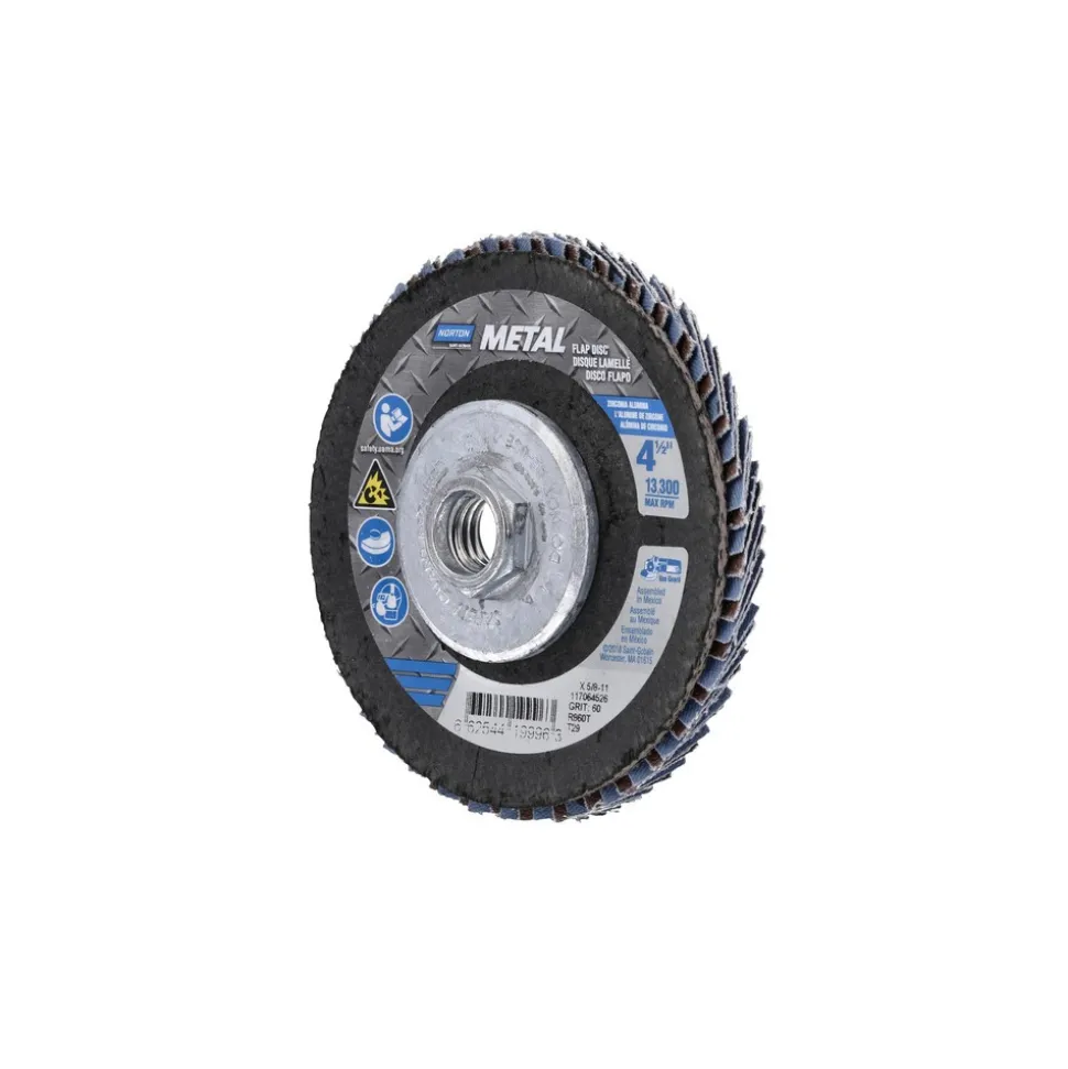 Flap Disc: 4-1/2" Dia, Zirconia Alumina, Type 29