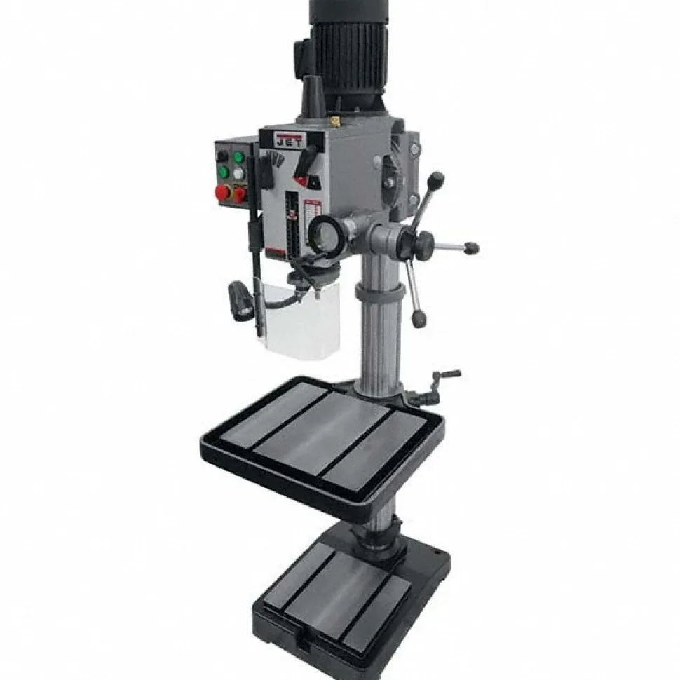 Floor Drill Press: 10" Swing, 2 hp, Geared Head Drive, 230 V, 3 Phase