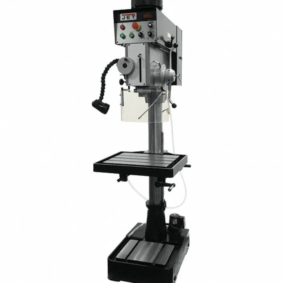 Floor Drill Press: 10.4370" Swing, 2 hp, Geared Head Drive, 230 V, 3 Phase