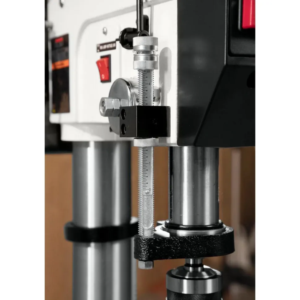 Floor Drill Press: 16-1/2" Swing, 0.75 hp, Step Pulley Drive, 115 & 230 V, 1 Phase