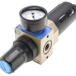FRL Combination Unit: 3/8 NPT, Intermediate with Pressure Gauge