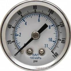 FRL Pressure Gauge: 1/8" Port, 160 Max psi, Use with 14E Miniature Filter/Regulator, 14R Miniature Regulator & P31 Mini Regulator