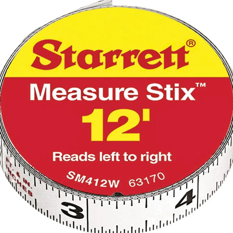 12 Ft. Long x 1/2 Inch Wide, 1/32 and 1/16 Inch Graduation, White, Steel Adhesive Tape Measure