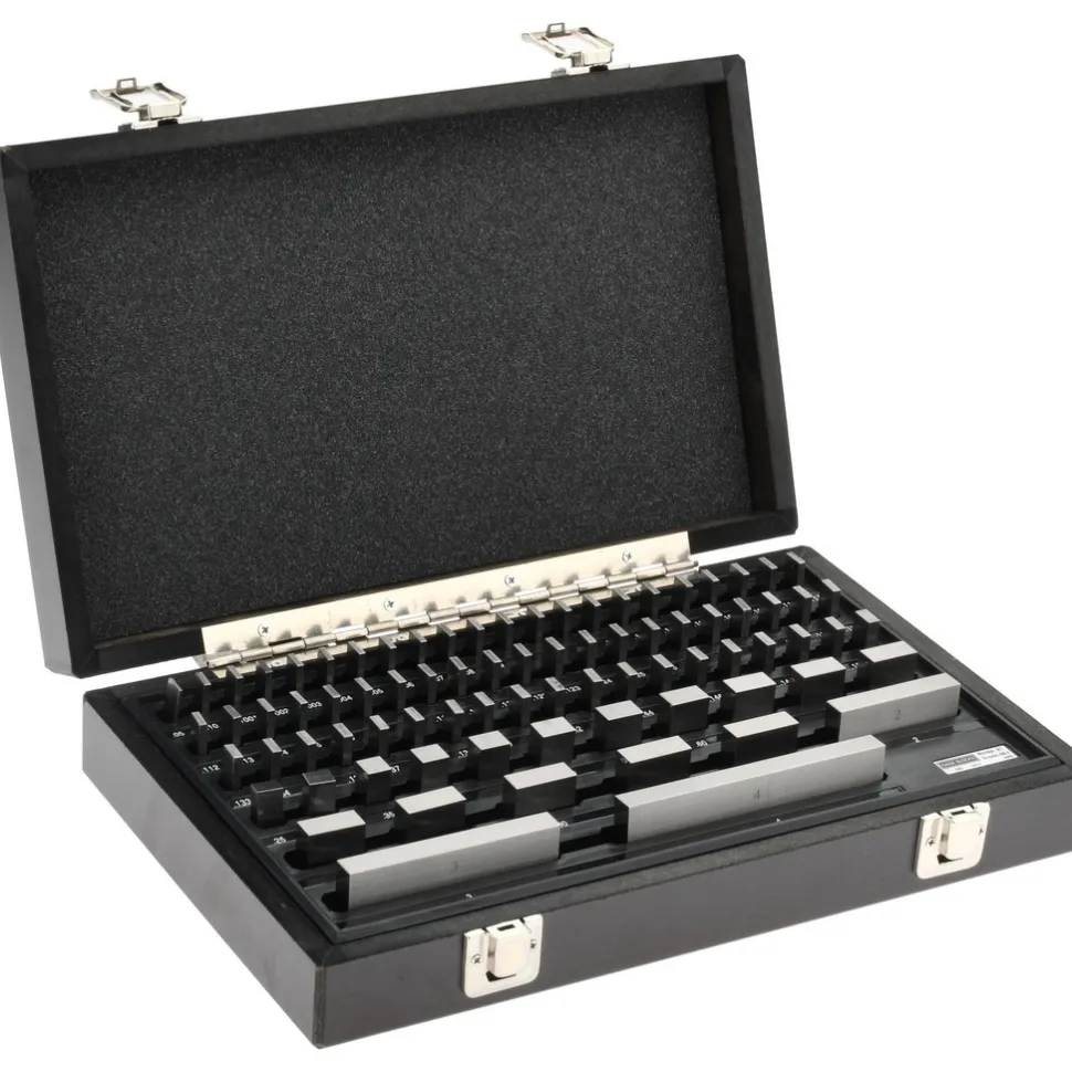 Gage Block Set: 0.05 to 4'' Range, 81 Pc, AS-1 Grade, Steel