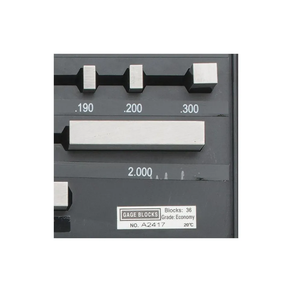 Gage Block Set: 0.05 to 4'' Range, 36 Pc, Economy Grade, Steel