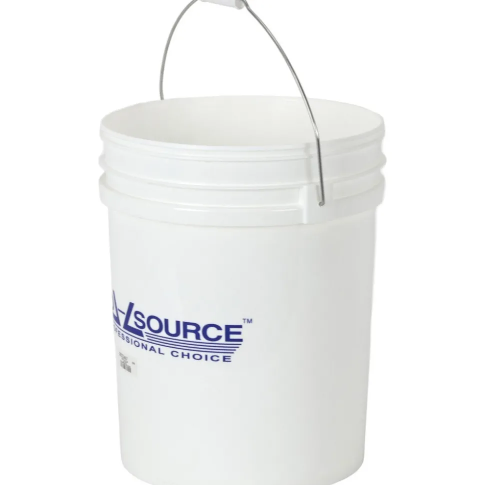 5 Gal, 14.5669" High,1.8 mm Bucket Thickness, Polypropylene Round White Single Pail