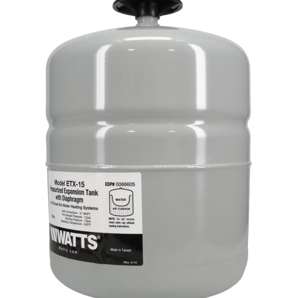 1.0 Gallon Capacity, 2.1 Gallon Tank, 8" Dia, 12-1/2" High, 1/2" Port, Expansion Tank
