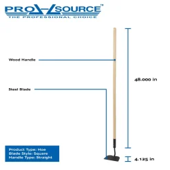 Garden Hoe: 4-1/8" High, 6-1/4" Wide, Square, Steel