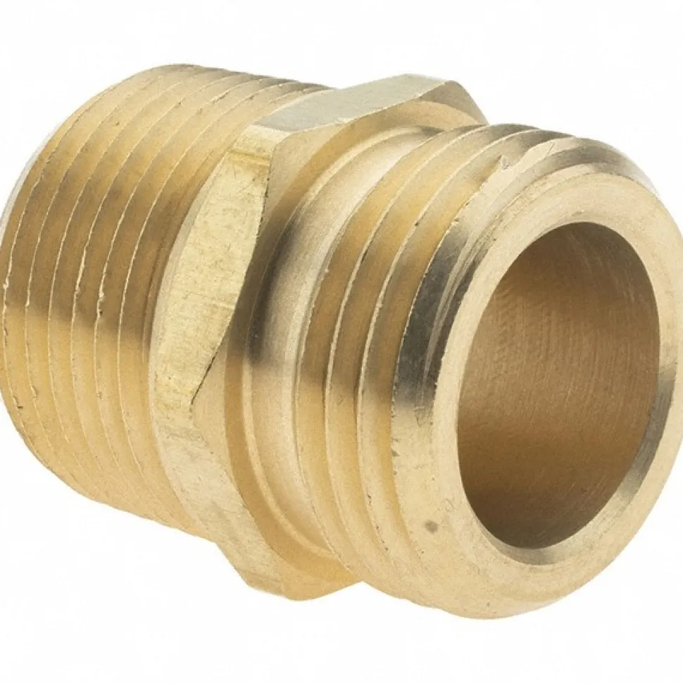 Garden Hose Adapter: Male Hose to Male Pipe, 3/4 x 3/4", Brass