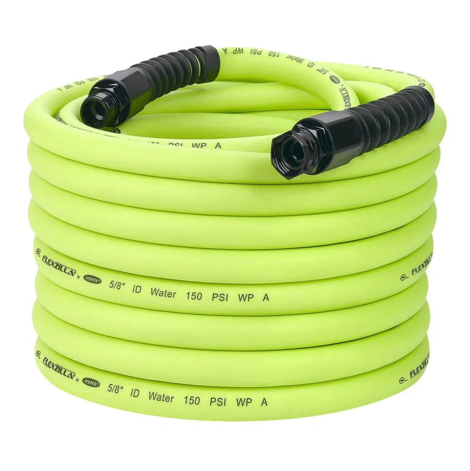 Garden Hose: 5/8" Dia, 100 ft, 3/4" GHT Thread, Green, Hybrid Polymer, 150 psi