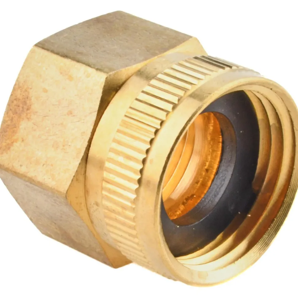 Garden Hose Fitting: Female Hose to Female Pipe Swivel, FPT, Brass