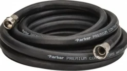 Garden Hose: 25 ft, 3/4" GHT Thread, Black, Rubber, 125 psi