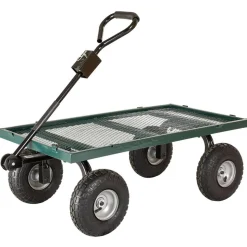 Garden Utility Cart: 43-11/16" Long, 20" Wide, Steel, 700.000 lb Capacity, Green & Black