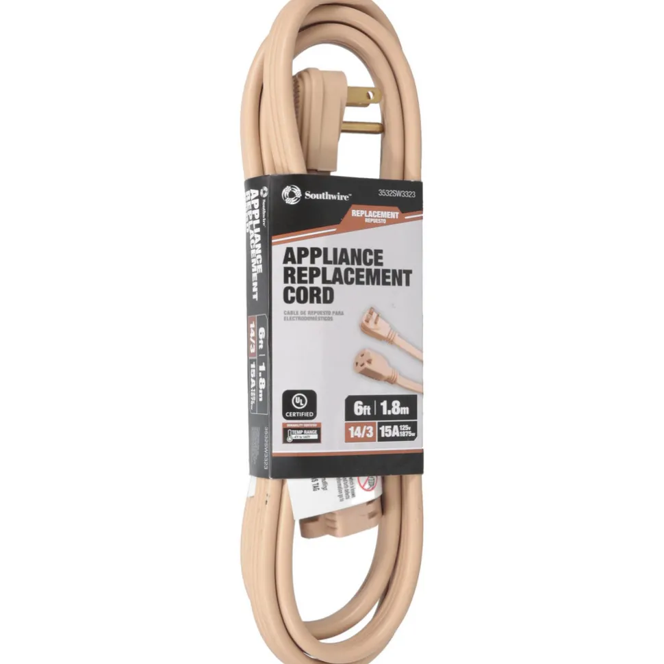 6', 14/3 Gauge/Conductors, Beige Indoor Extension Cord