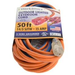 50', 14/3 Gauge/Conductors, Orange/Blue Outdoor Extension Cord