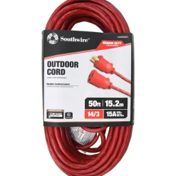 50', 14/3 Gauge/Conductors, Red Indoor & Outdoor Extension Cord