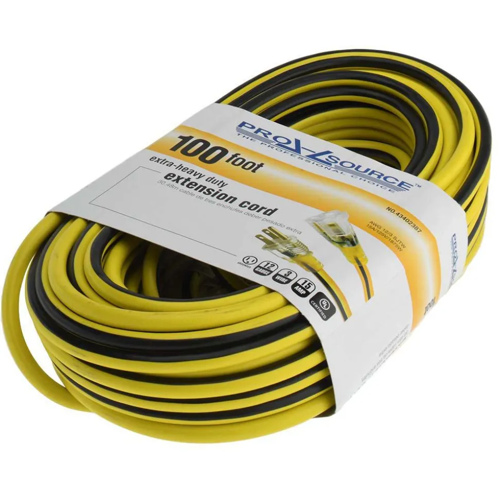 100', 12/3 Gauge/Conductors, Yellow/Black Outdoor Extension Cord