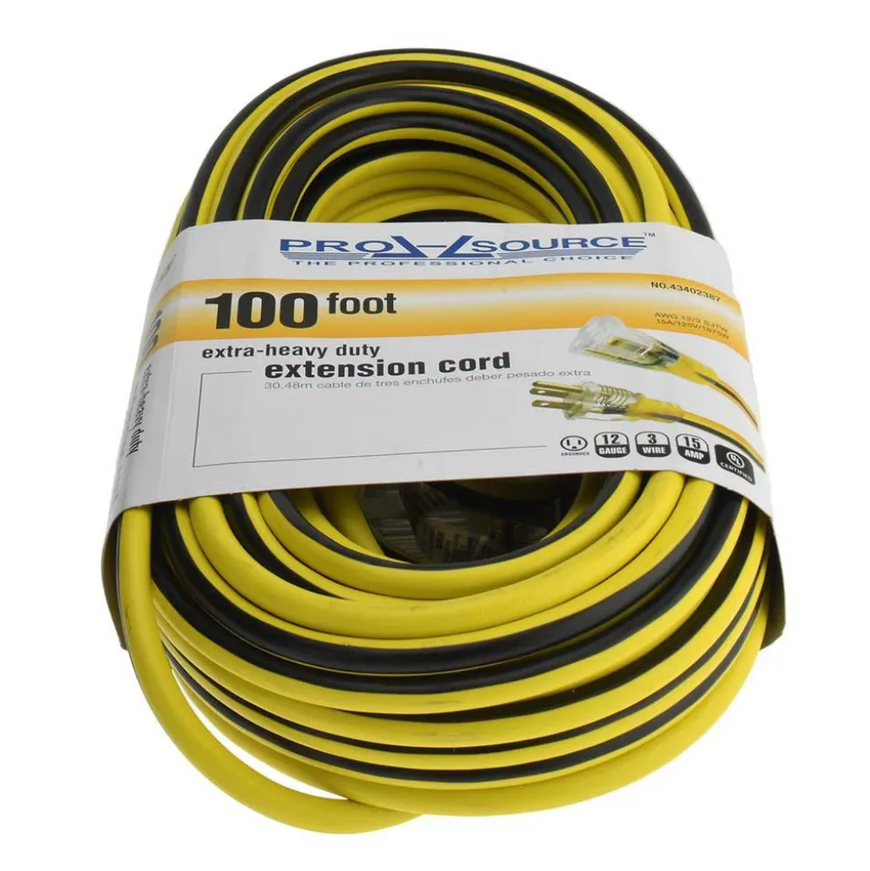 100', 12/3 Gauge/Conductors, Yellow/Black Outdoor Extension Cord