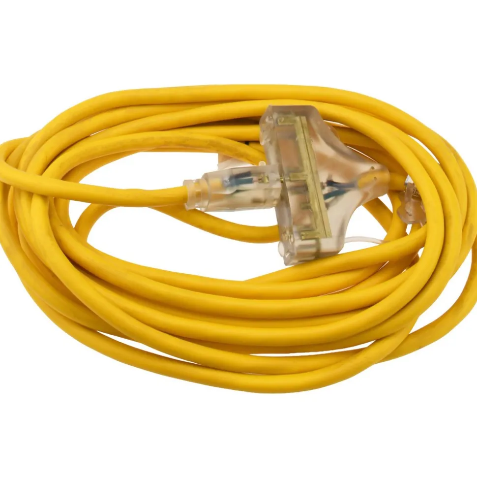 25', 12/3 Gauge/Conductors, Yellow Indoor & Outdoor Extension Cord