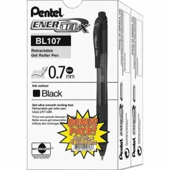 Gel Roller Ball Pen: 0.7 mm Tip, Black Ink
