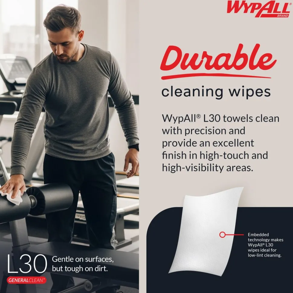 GeneralClean™ L30 Heavy Duty Cleaning Towels (03086), Pop-Up Box, Strong and Soft Towels, White
