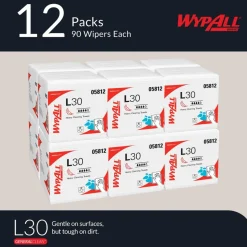 GeneralClean™ L30 Heavy Duty Cleaning Towels (05812), Quarterfold, Strong and Soft Towels, White