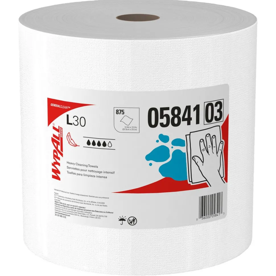 GeneralClean™ L30 Heavy Duty Cleaning Towels (05841), Jumbo Roll, Strong and Soft Towels, White
