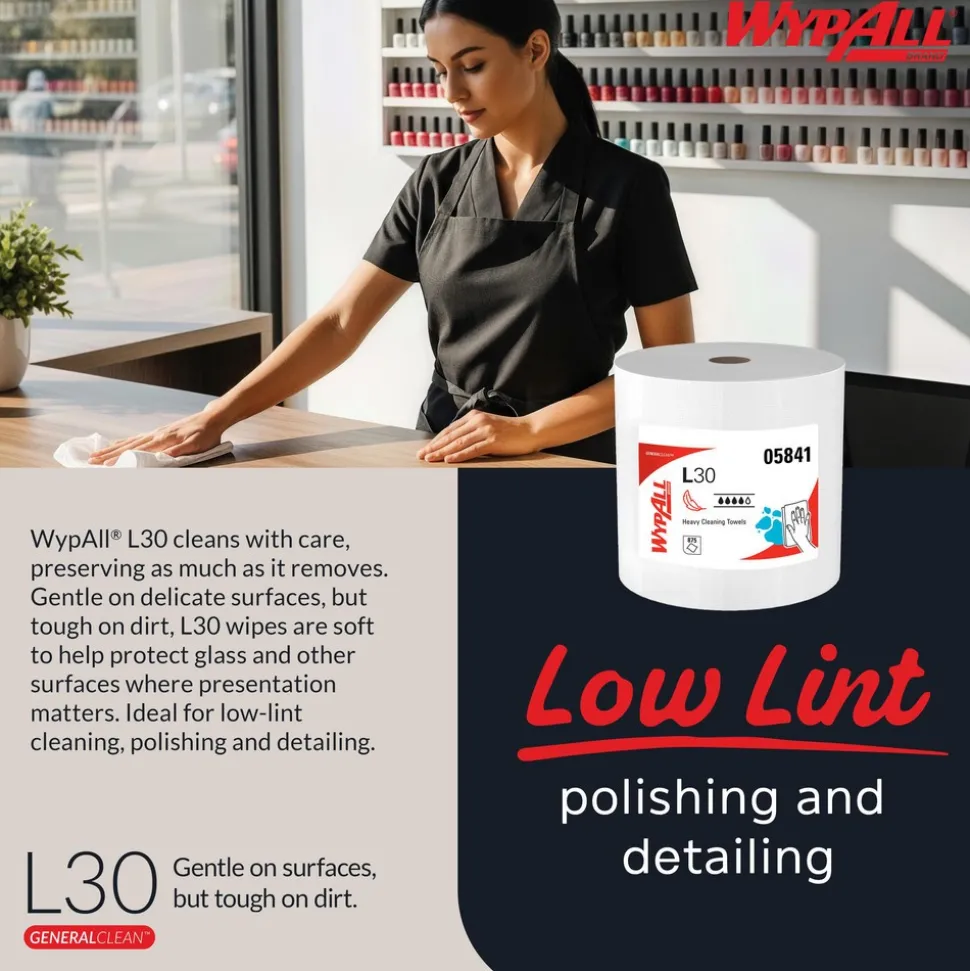 GeneralClean™ L30 Heavy Duty Cleaning Towels (05841), Jumbo Roll, Strong and Soft Towels, White