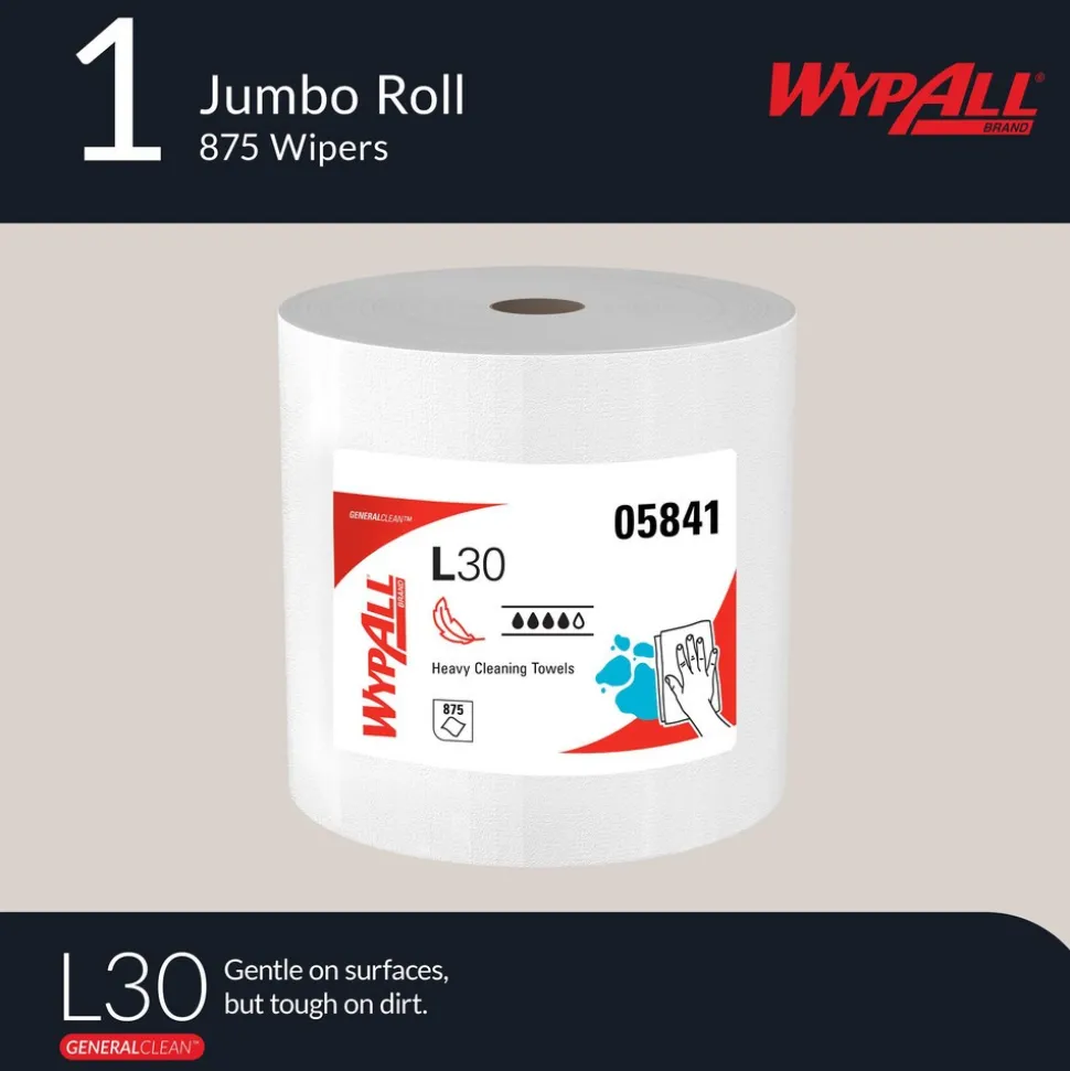 GeneralClean™ L30 Heavy Duty Cleaning Towels (05841), Jumbo Roll, Strong and Soft Towels, White